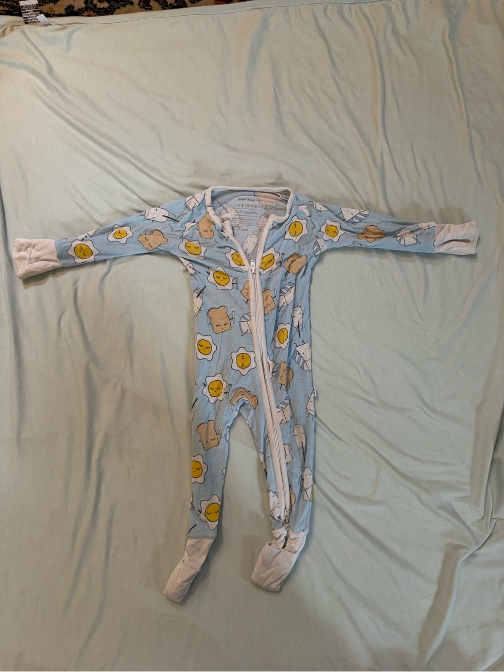 Little Sleepies Baby Blue Sleep & Play One-Piece with Sunny Egg Print
